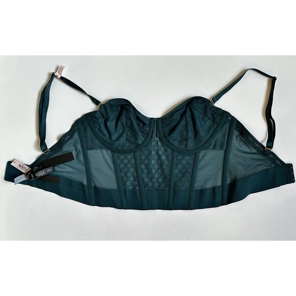 Victoria's Secret Corset Top Green Bustier Women’s Size 34D Removable Straps NWT - Picture 9 of 14